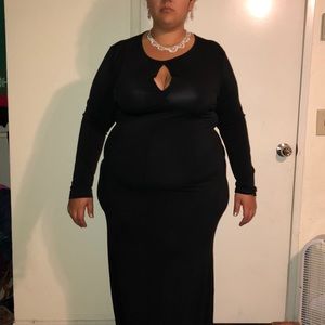 Sexy evening black dress key hole detail